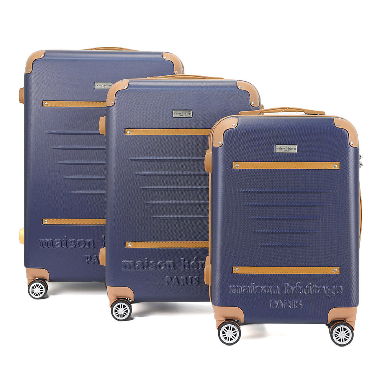 Maison Héritage 3 Valises 4 roues doubles Trocadéro 55/65/75 cm bleu marine