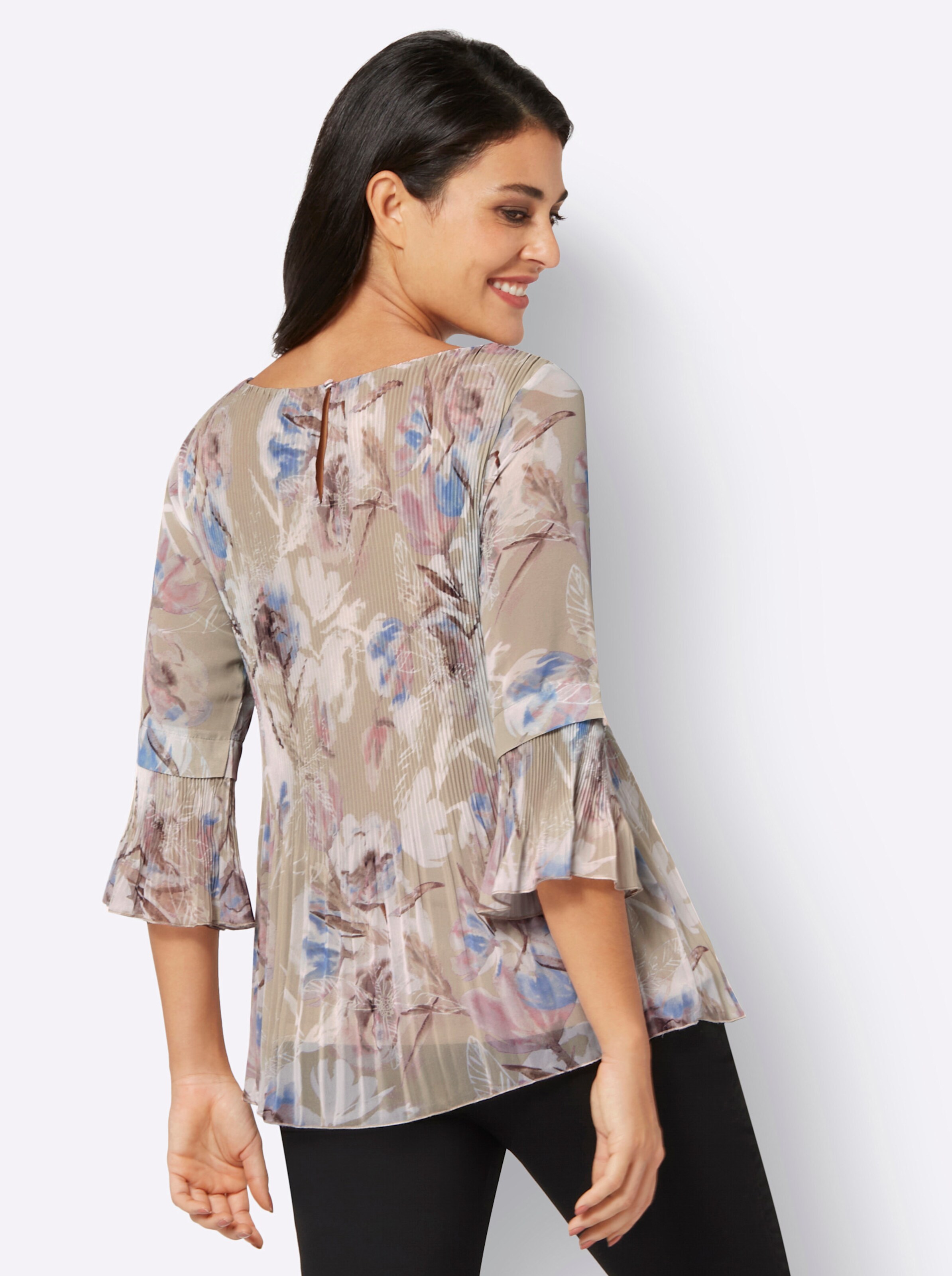 Bluse in sand-ecru-bedruckt
