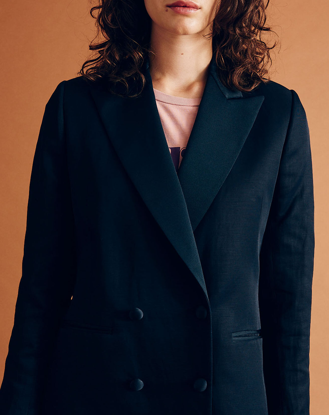 Chloé Stora Veste blazer en Lin mélangé Vanille bleu marine