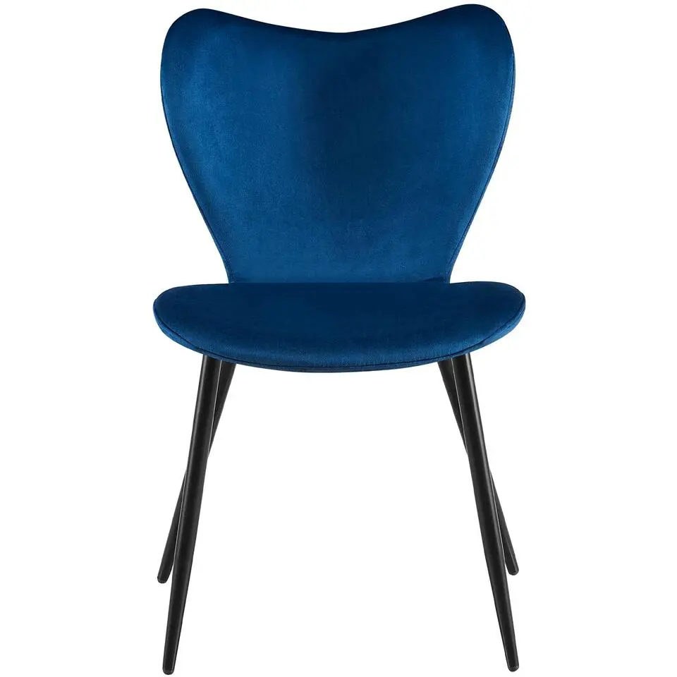 CLP Eetkamerstoel Maika zwart Frame - Fluweel - donkerblauw