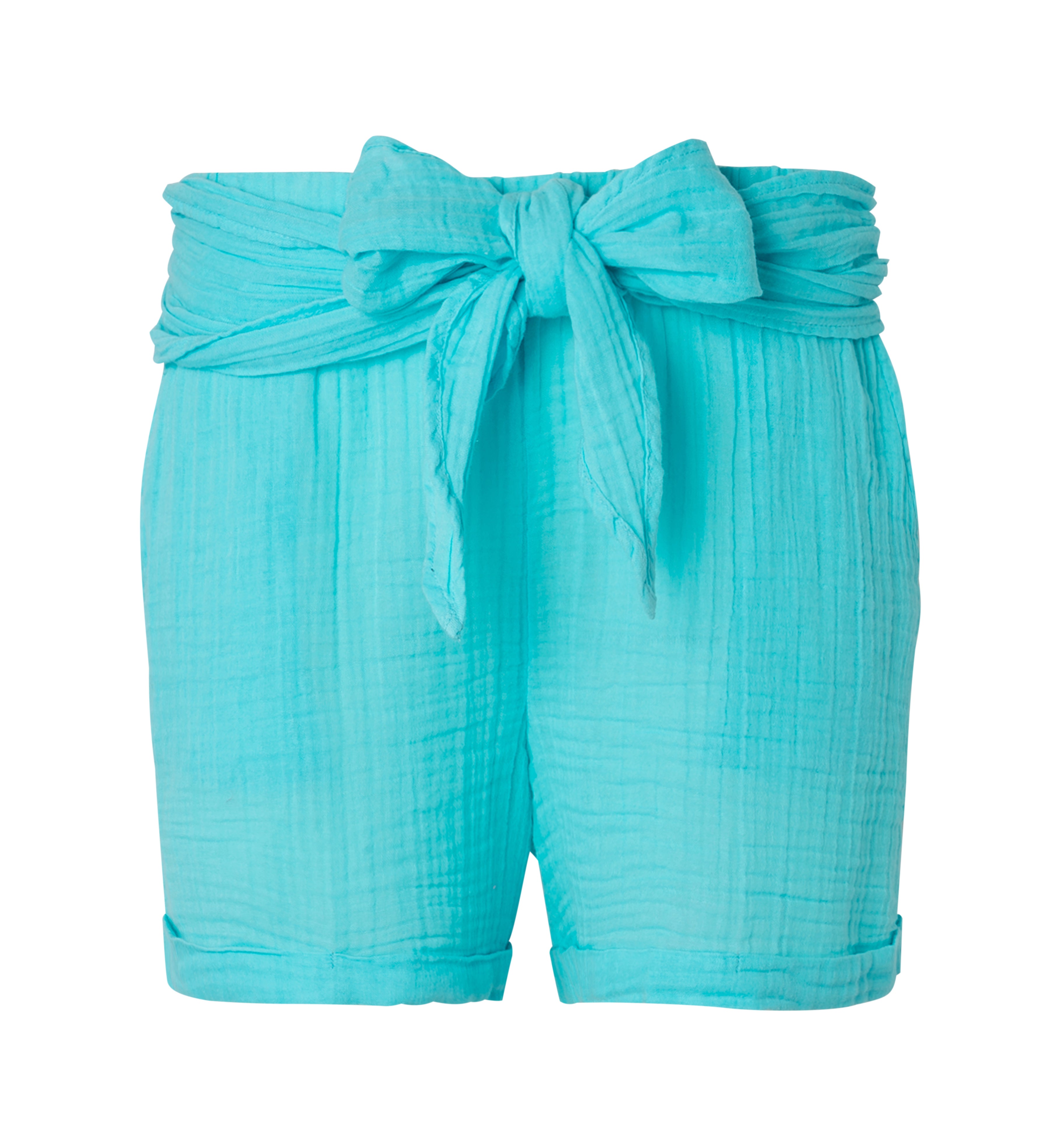 Short en gaze de coton Femme - Turquoise