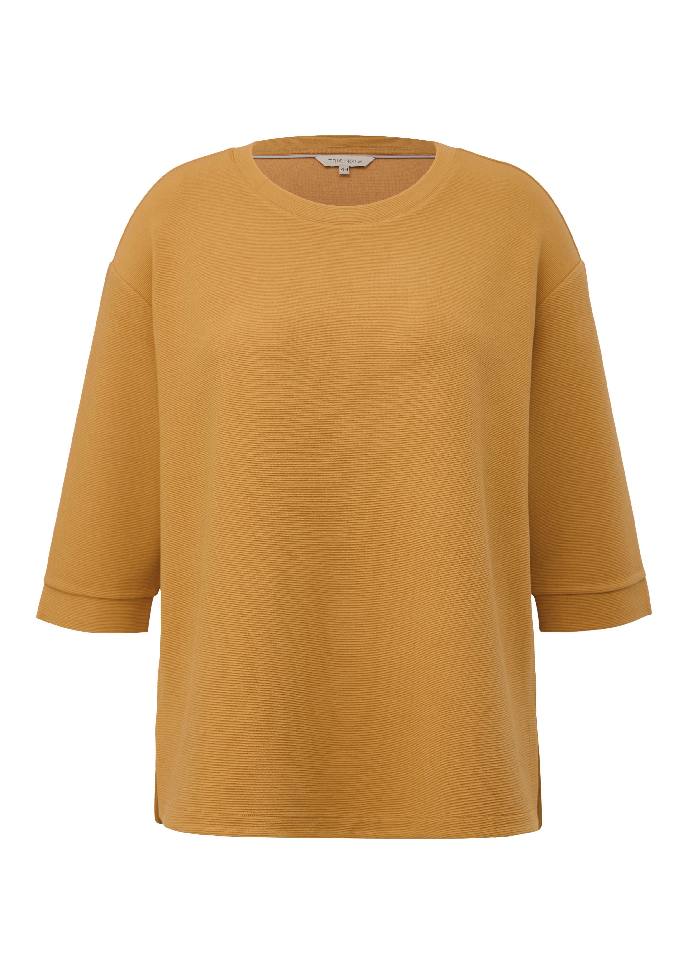 Shirt mit Rundhals und 3/4-Arm, in feiner Rippstruktur