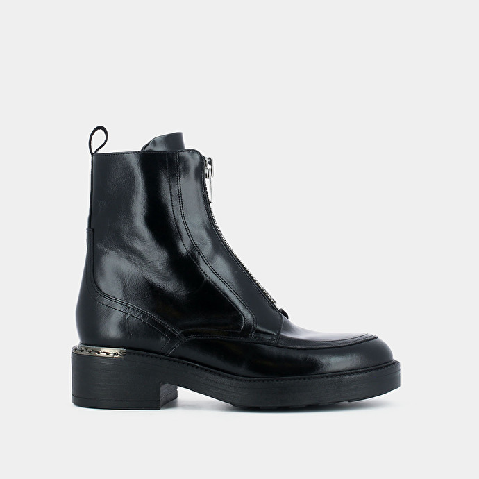 Bottines à fermetures éclair  en cuir noir