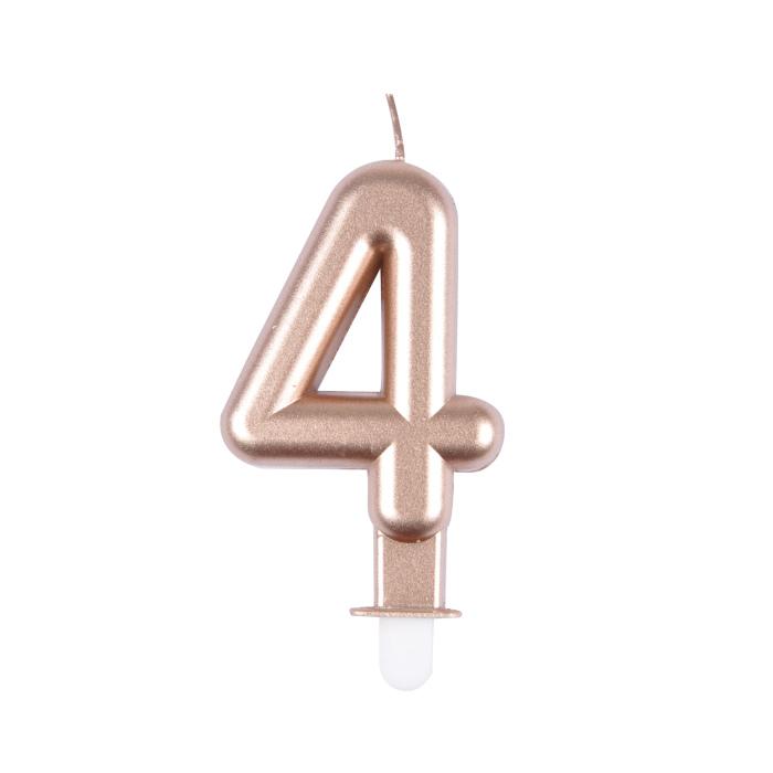 BOUGIE ANNIVERSAIRE CHIFFRE 4 H.75CM ROSE GOLD