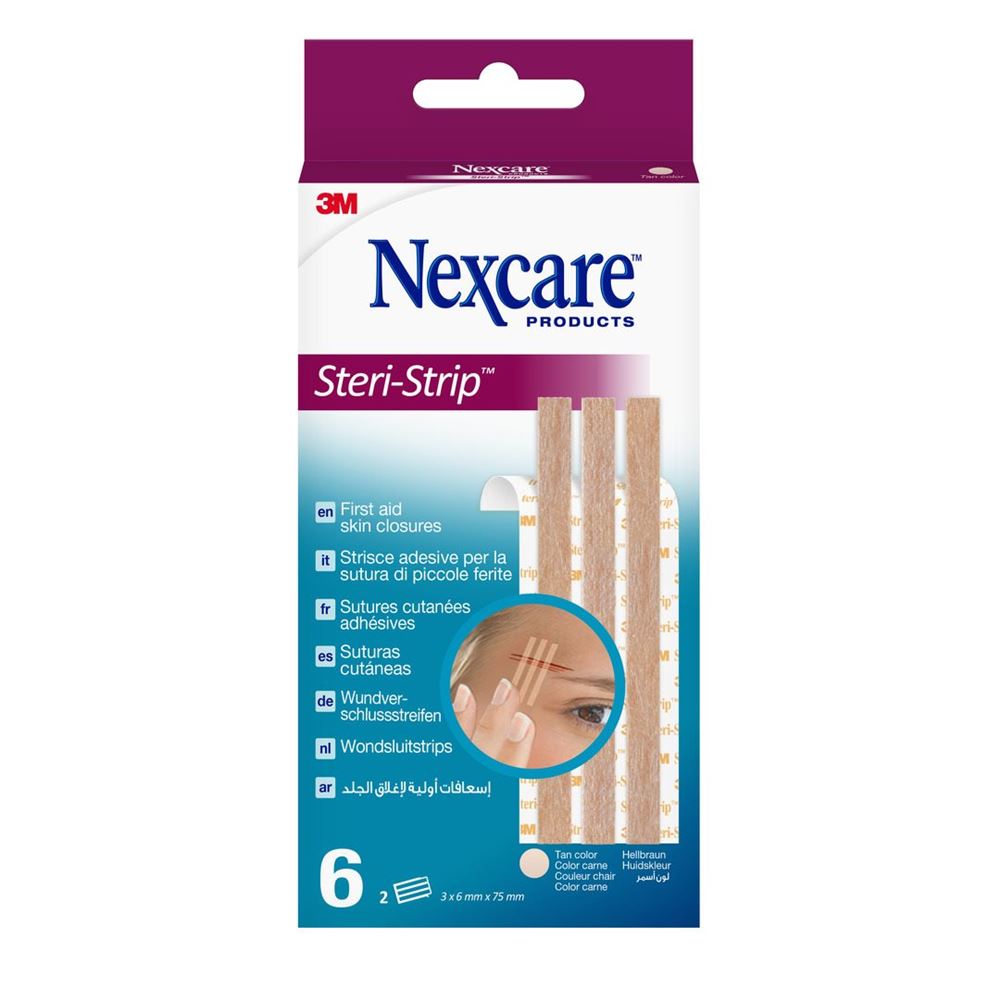 NEXCARE Steri Strip Wundverschlussstreifen 6x75mm beige Blist 6 Stk