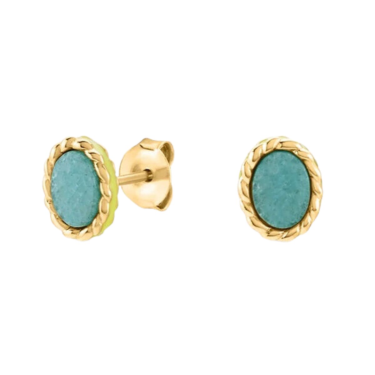 Boucles d'oreille puces Agatha Atma amazonite