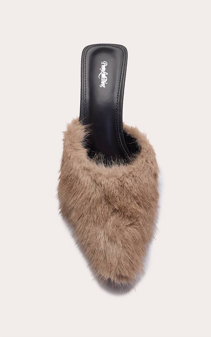 Gris Souris Mule À Talon Bout Pointu En Synthétique