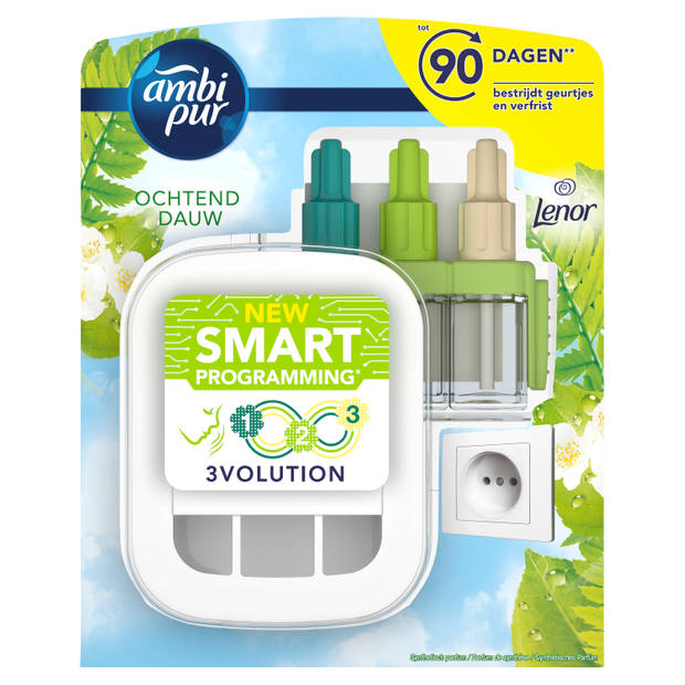 Ambi Pur 3Volution Intelligente Programmering Elektrische Luchtverfrisser Startset Ochtend Dauw 20ml