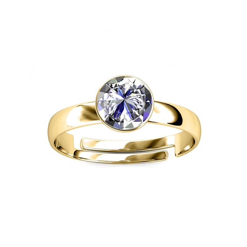 Bague réglable Acacia - Doré et Cristal