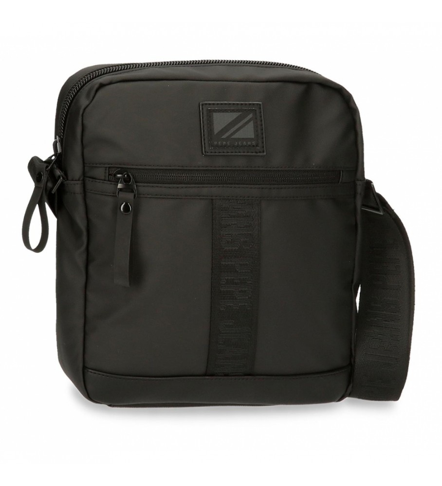 Bolsa de ombro grande Pepe Jeans, estojo para tablet preto Hoxton da Pepe Jeans