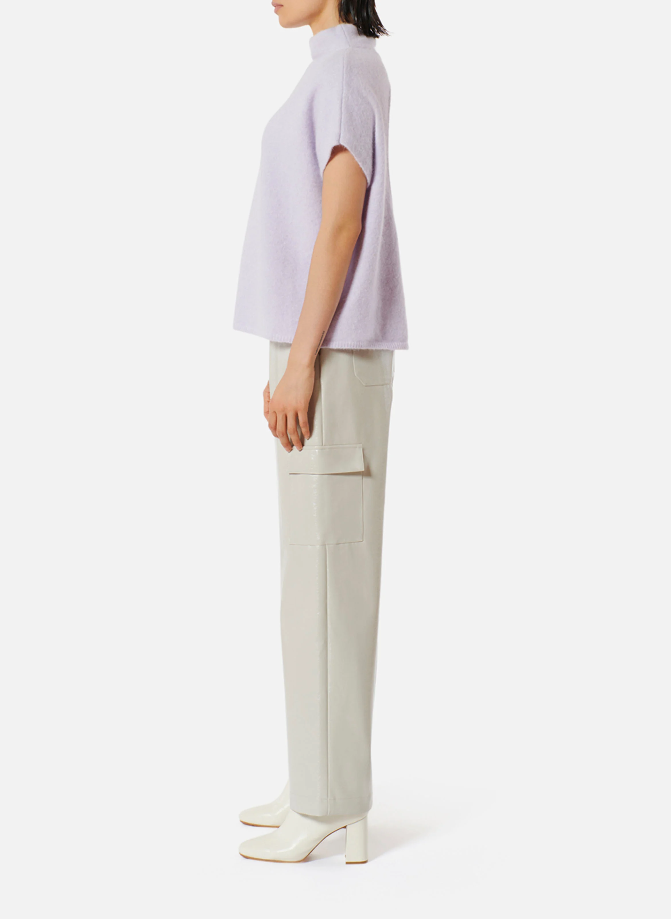 BENSON - Pull ample sans manches en laine mélangée | Violet