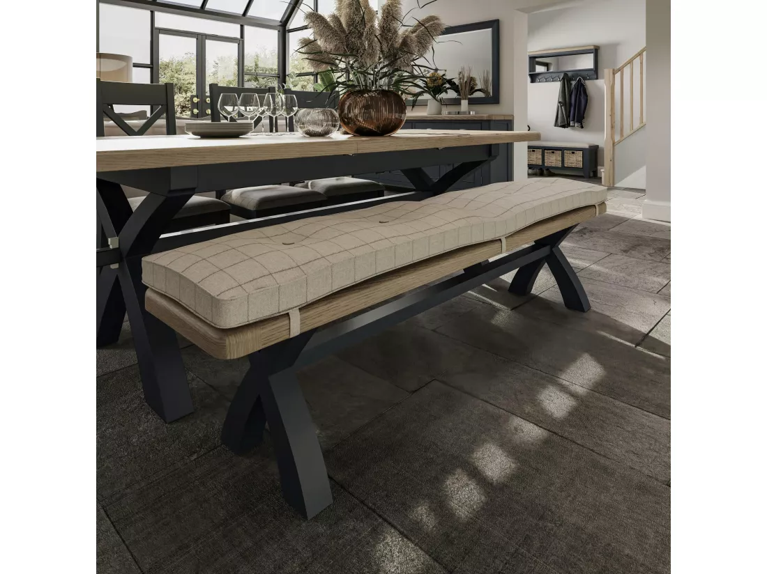 Banc de table en bois finition bleu profond 2m HOVE