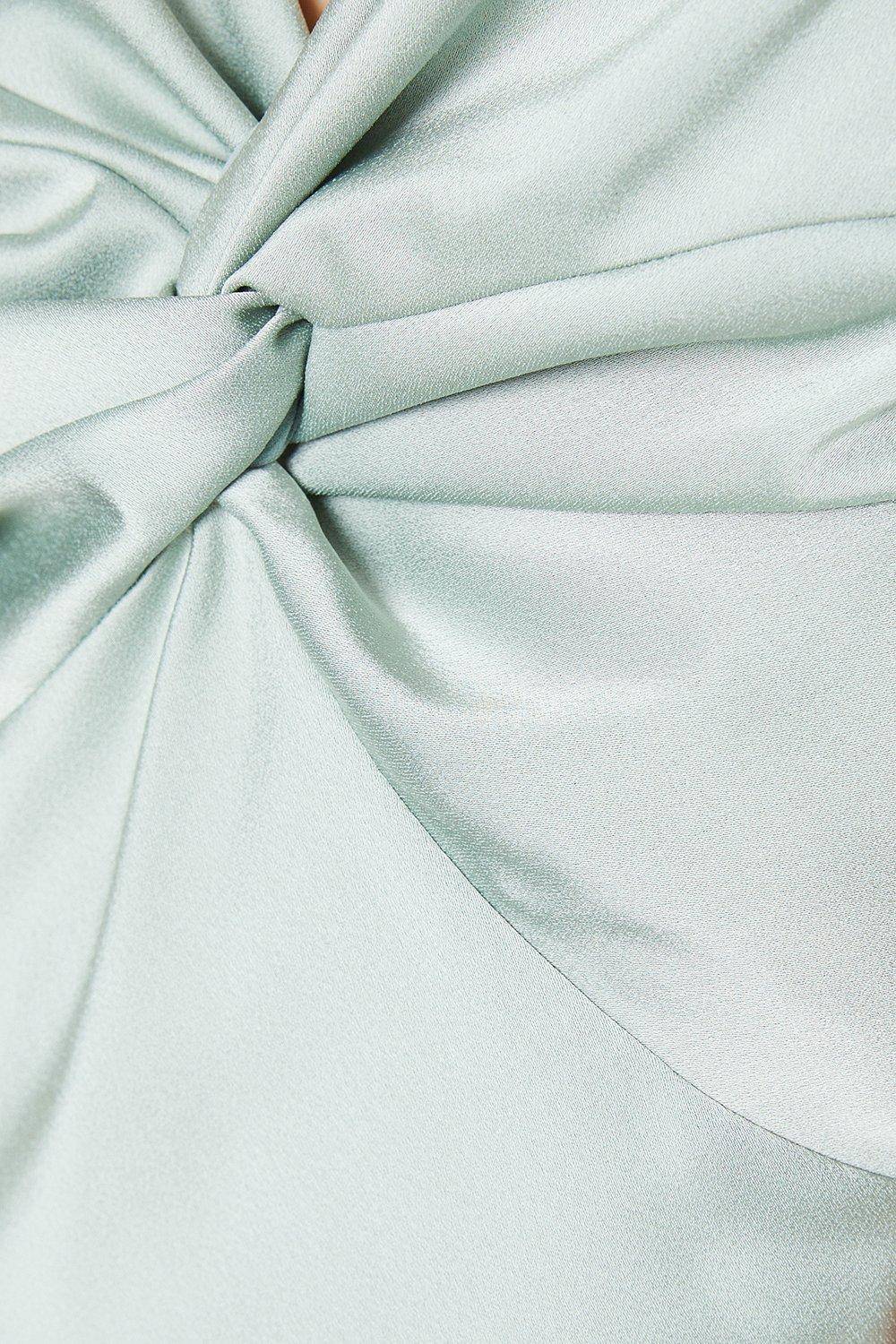 Oasis Robe de Demoiselle d'Honneur Mi-Longue en Satin avec Manches Ange Torsadées