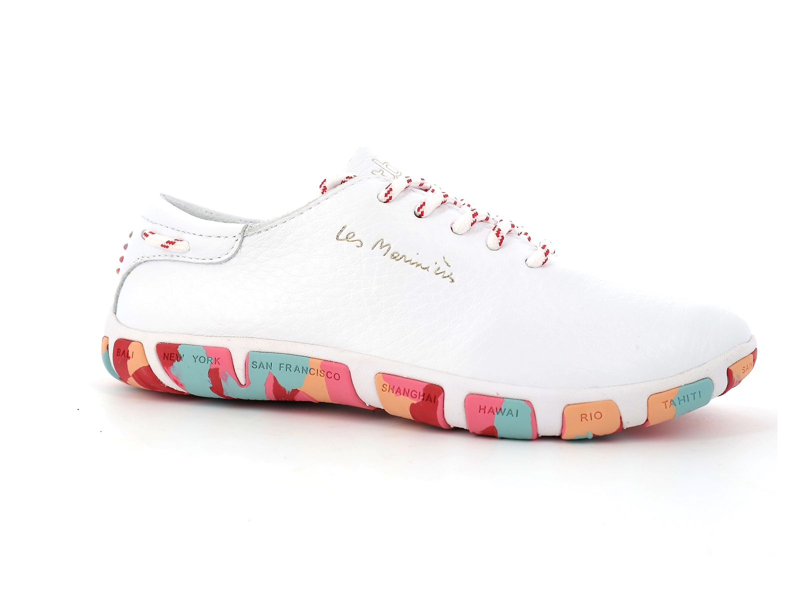 Tbs-JAZARU Cuir Blanc-Fushia