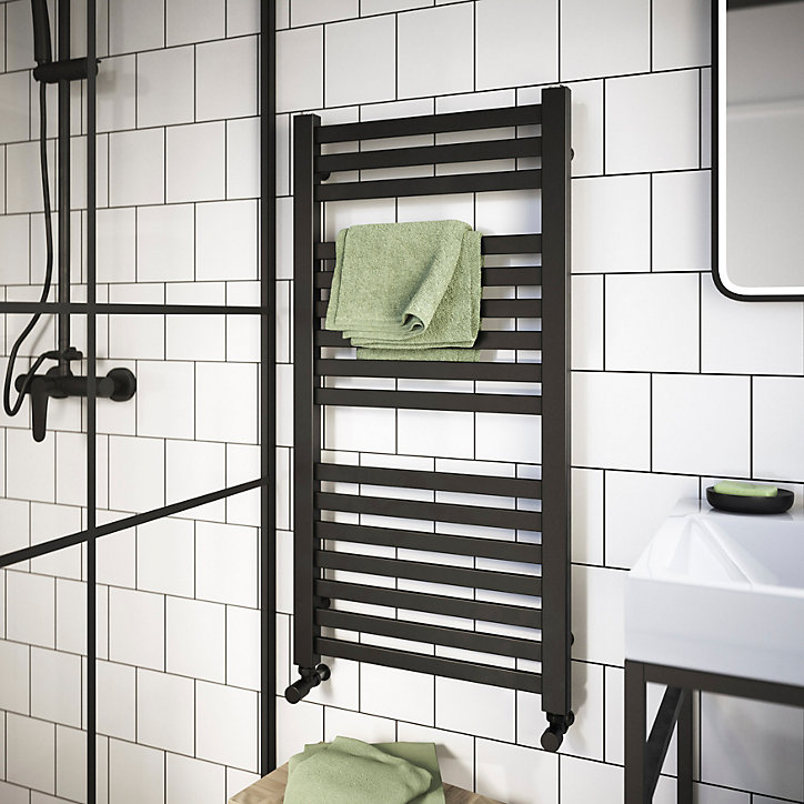 Sèche-serviettes eau chaude GoodHome Aspley argent 413W