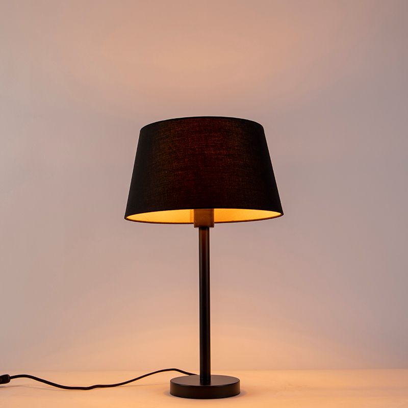 Klassieke tafellamp zwart met zwarte kap 32 cm - Simplo