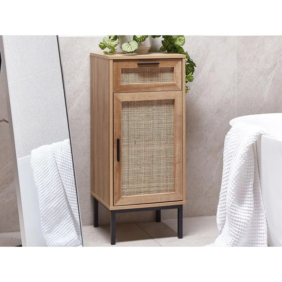 ROSELL - Staande badkamerkast - Lichthout - 40 x 92 cm - Vezelplaat