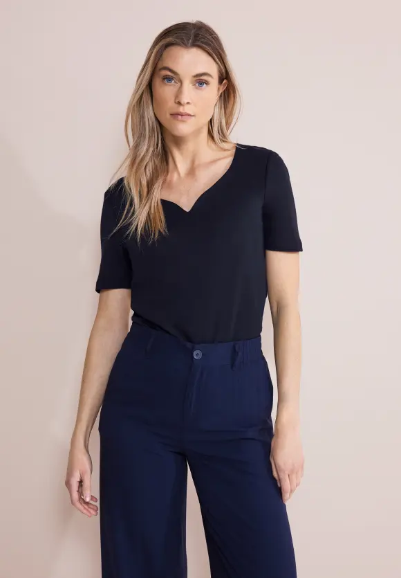 Shirt mit Herz-Ausschnitt - deep blue