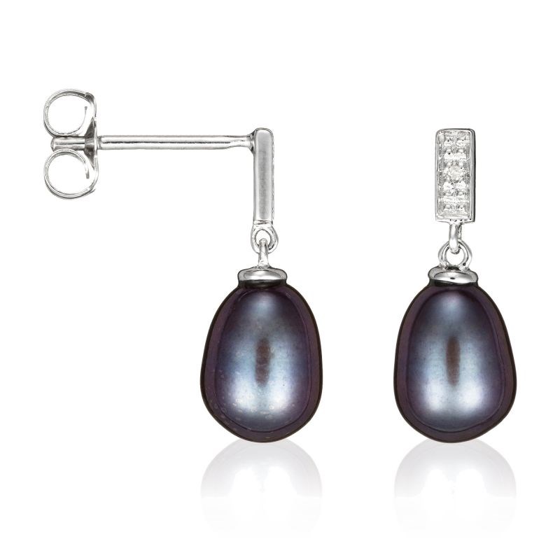 Boucles d'oreilles Or Blanc Diamant et Perle