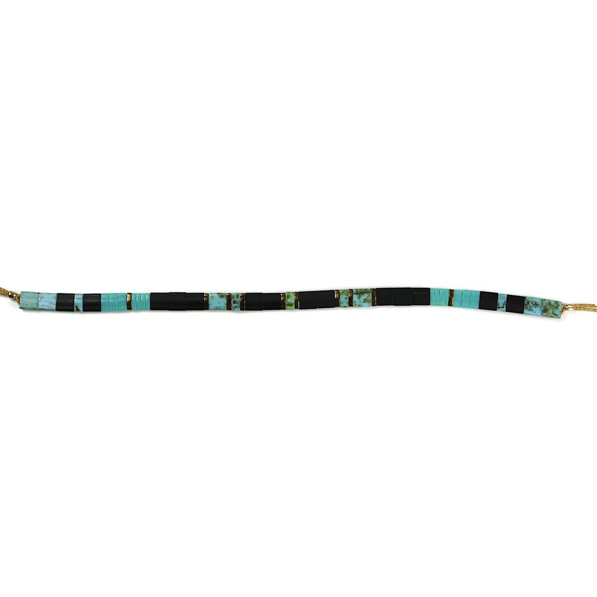 Bracelet Claire BERTEAU Aqua Perles plates en verre 2