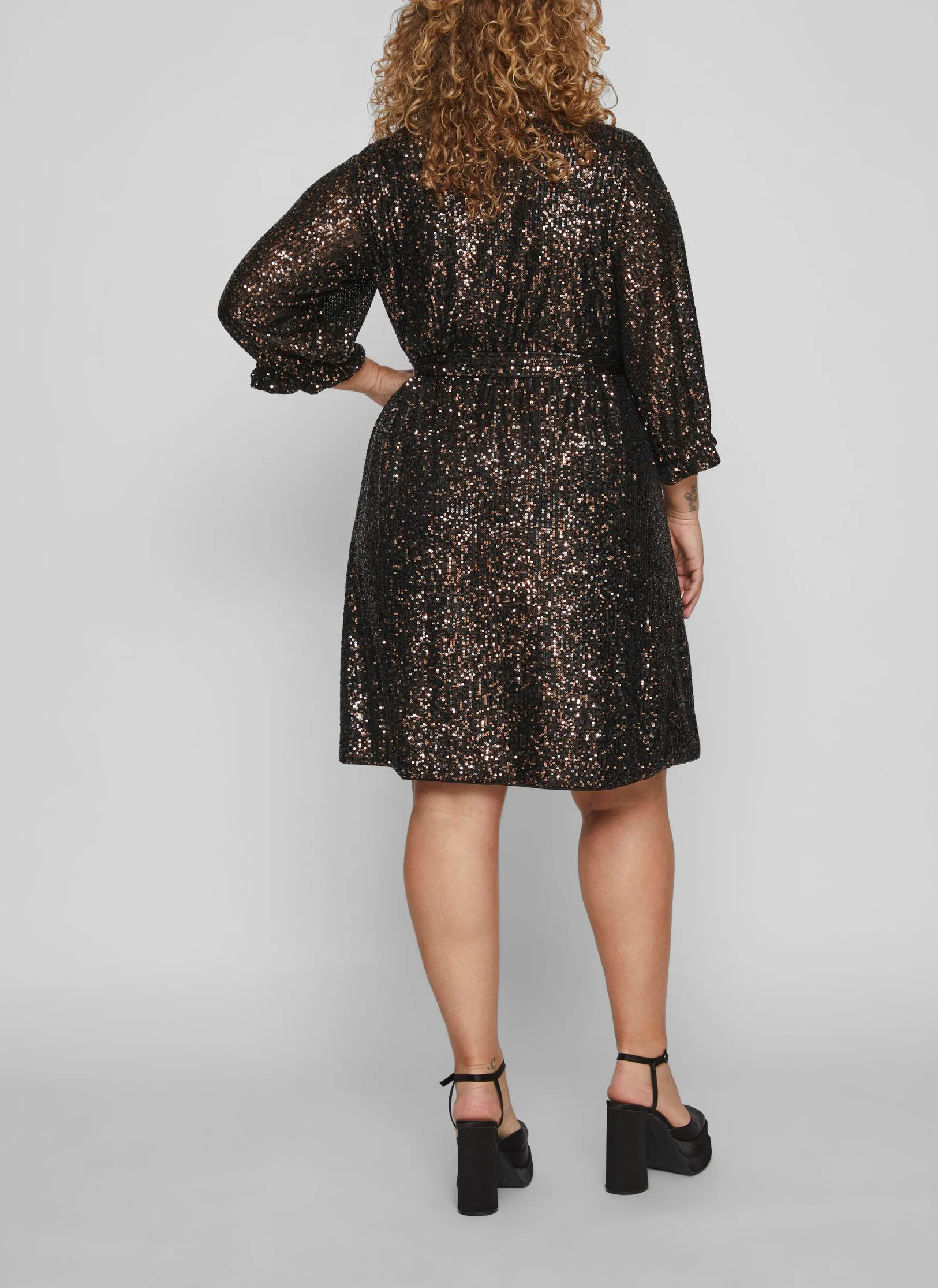 TENLEY - Robe courte col rond à sequins| Noir