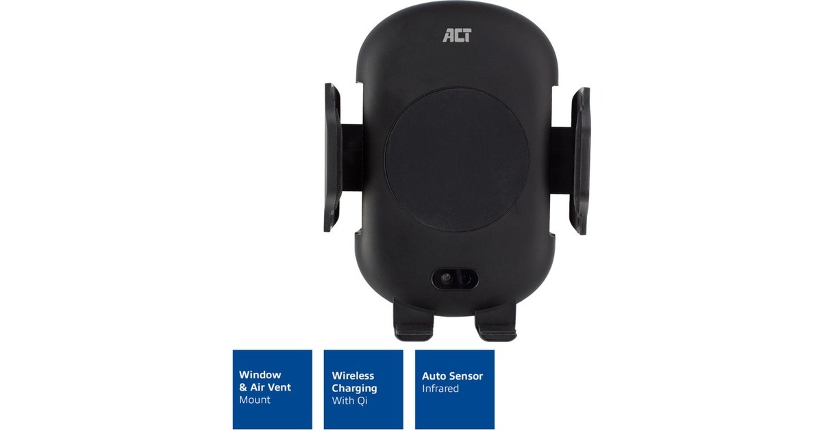 ACT ConnectivityAutomatische smartphone autohouder met draadloze snellaadfunctie  (Zwart)