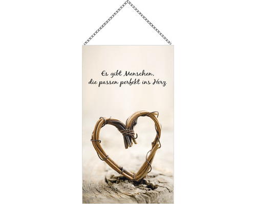 Houten bord met ketting, mensen, 13x23 cm