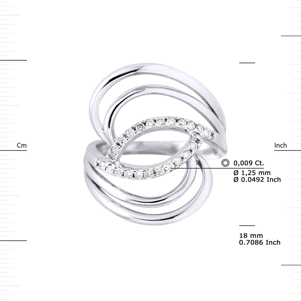 Bague Volutes Diamants 0,20 Cts Or Blanc