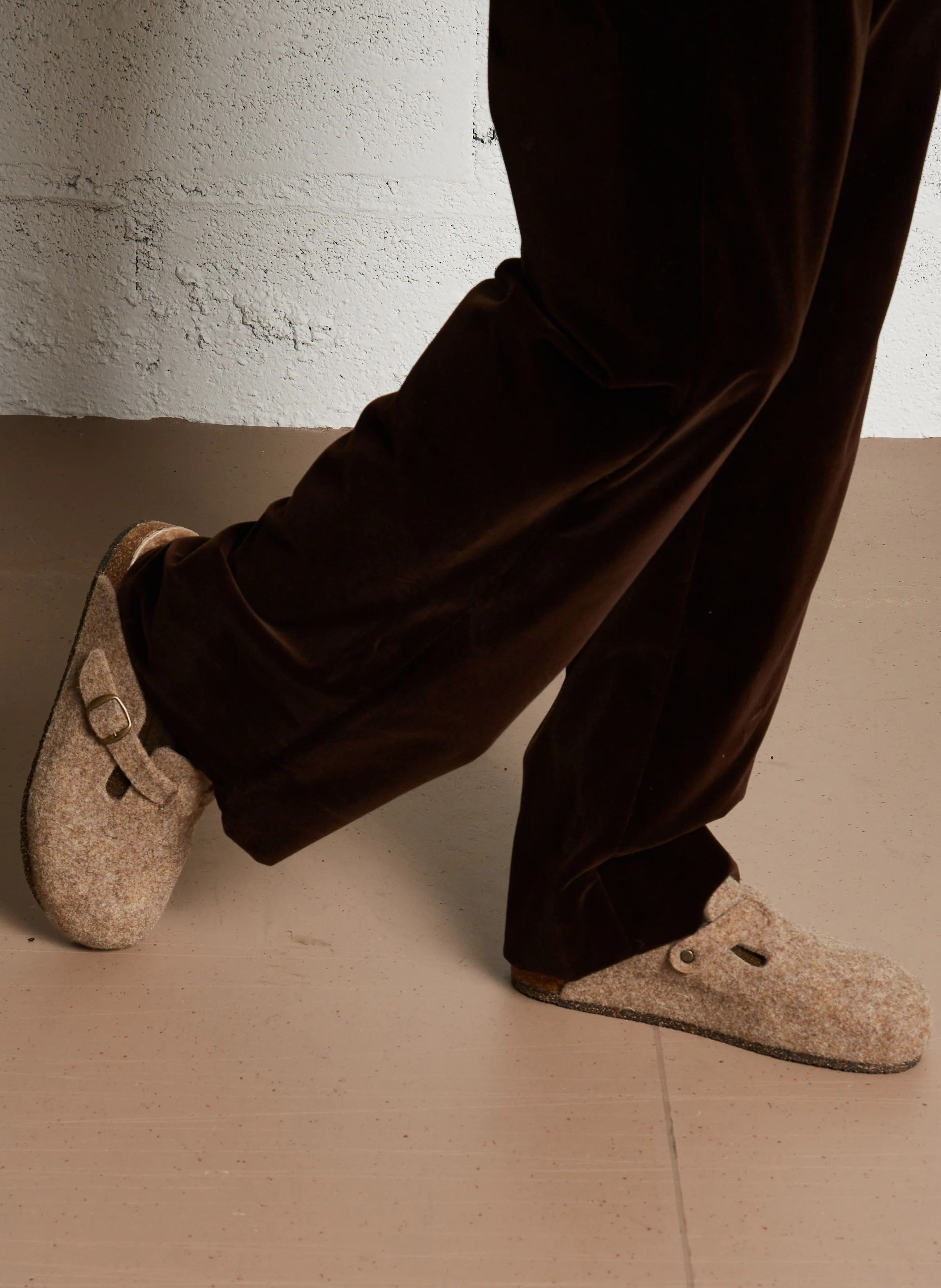 LENIE - Sabots en cuir effet feutré | Beige