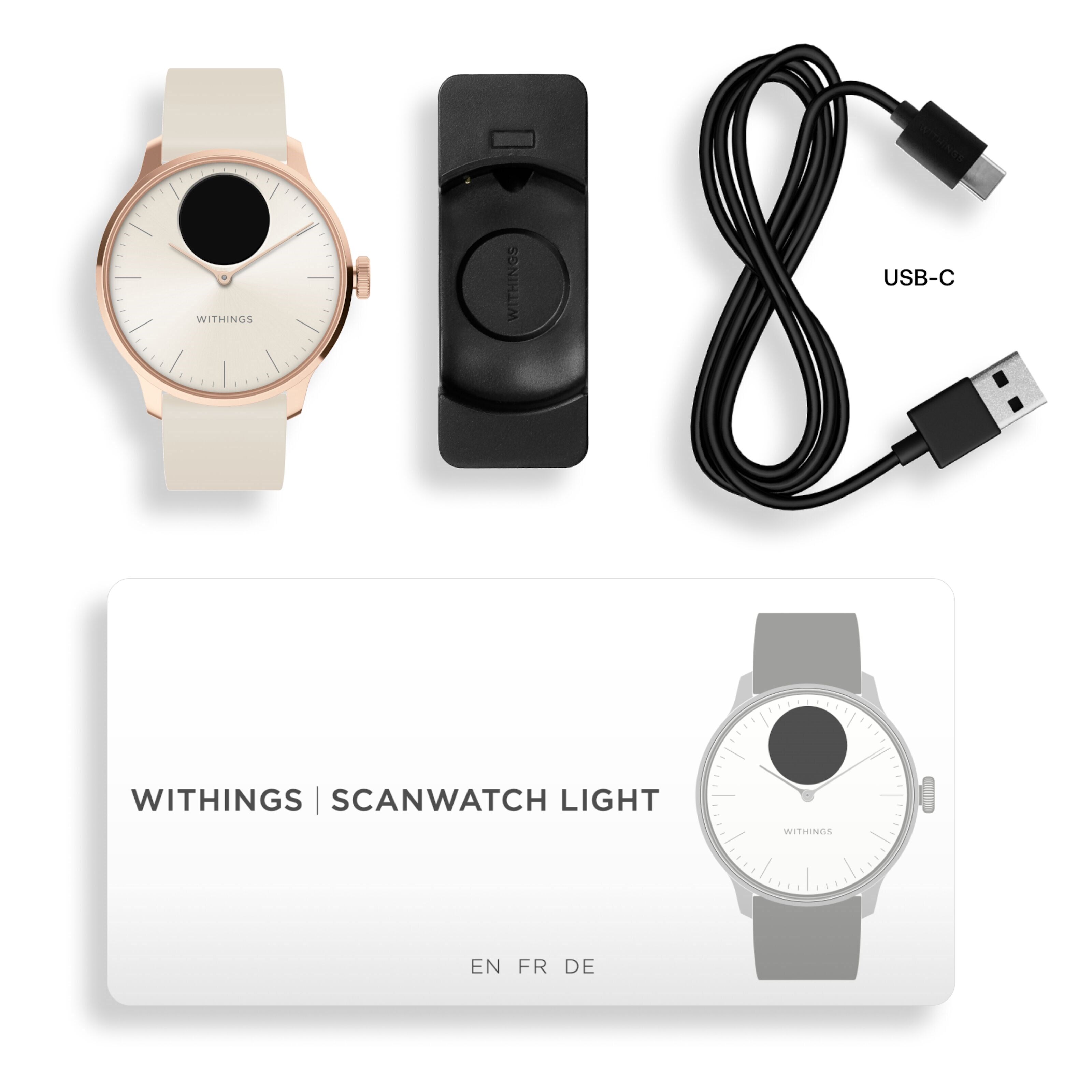 Withings Scanwatch Light Smartklokke med klassisk urskive 37 mm Rose Gold