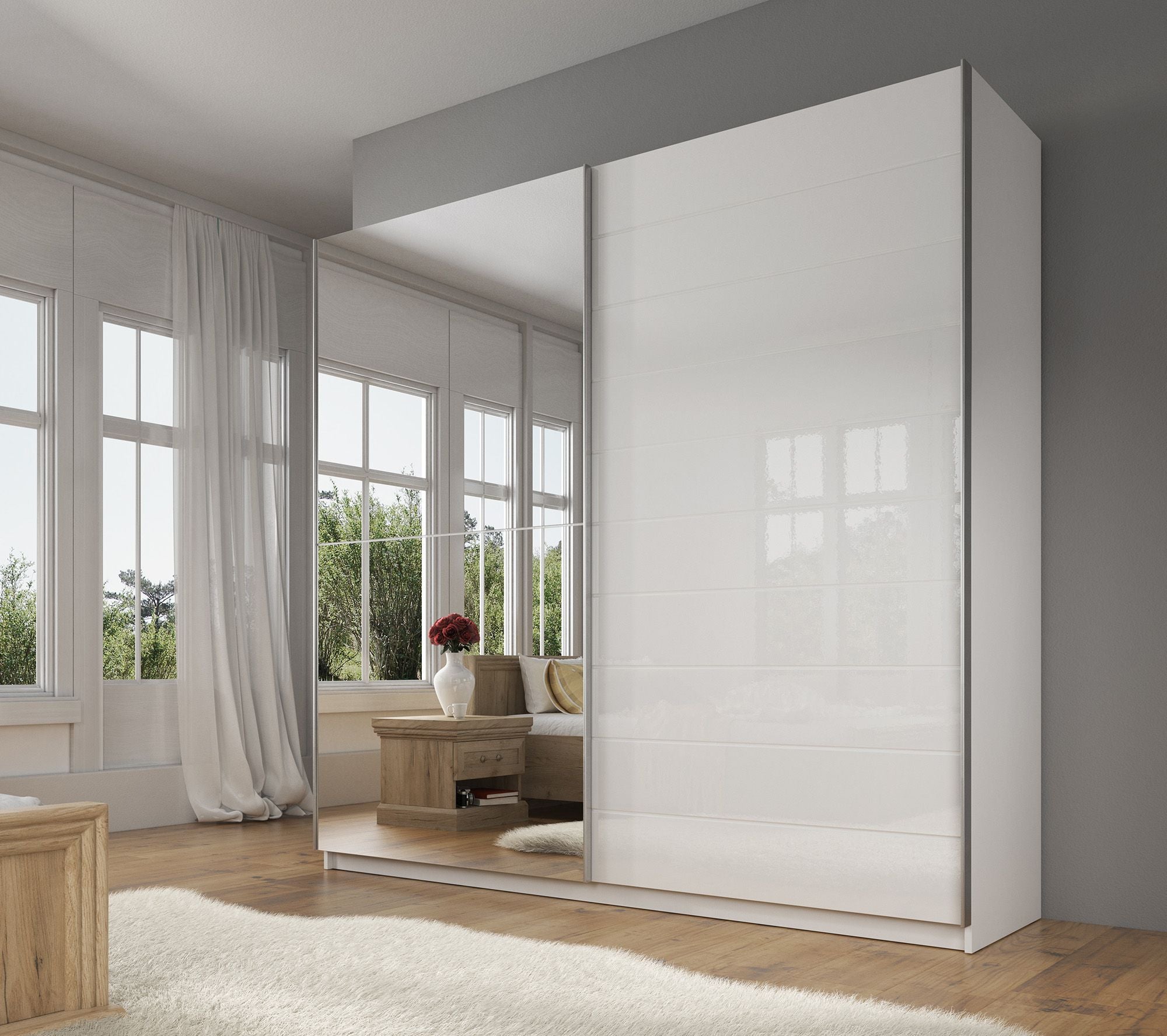 Mariah - Kledingkast met schuifdeuren - Wit - 217x63x210 cm