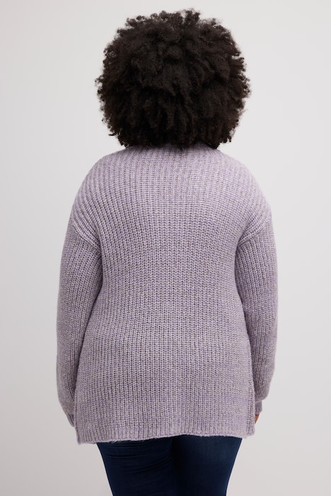Strickjacke, Metallic-Effekt, Oversized, Patentstrick