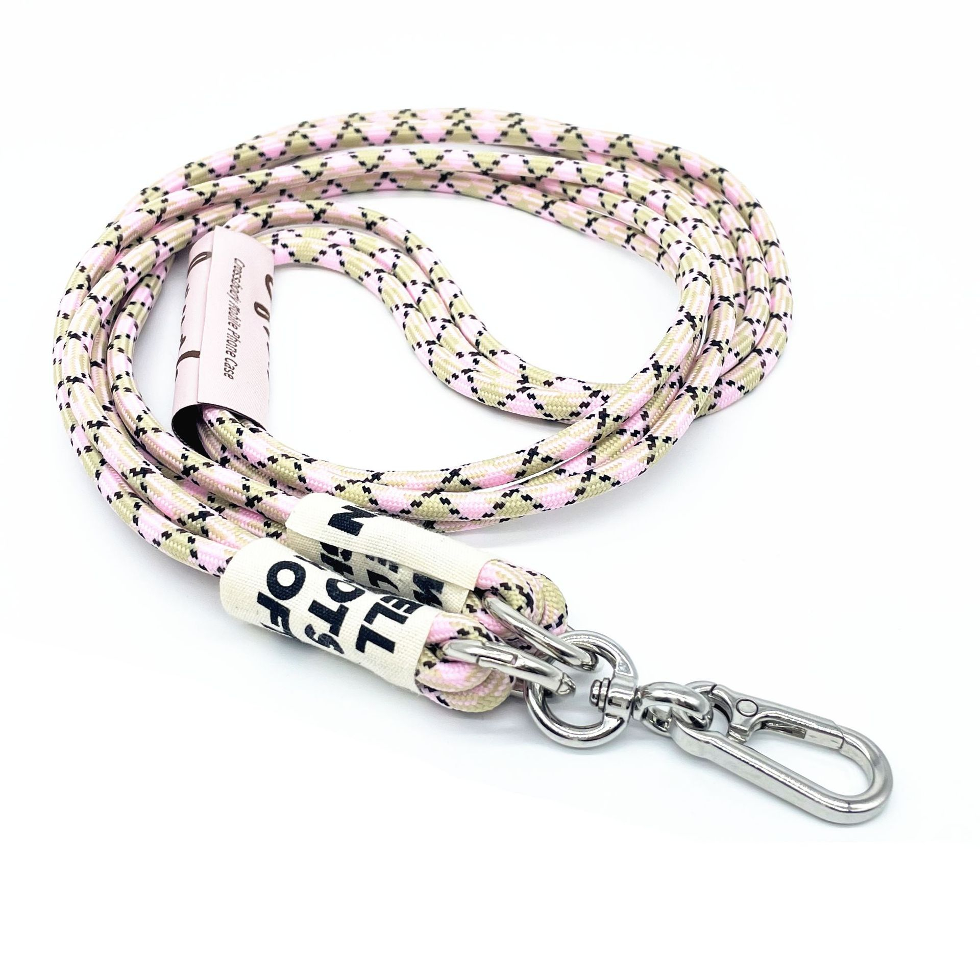 (130cm) Universal Necklace Handykette Umhängeband für Schutzhülle   1x Einlage - Beige / Rosa
