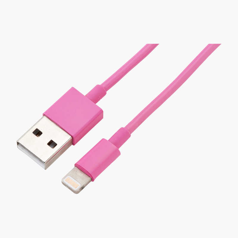 USB-kabel med Lightning-kontakt, 1 m, rosa