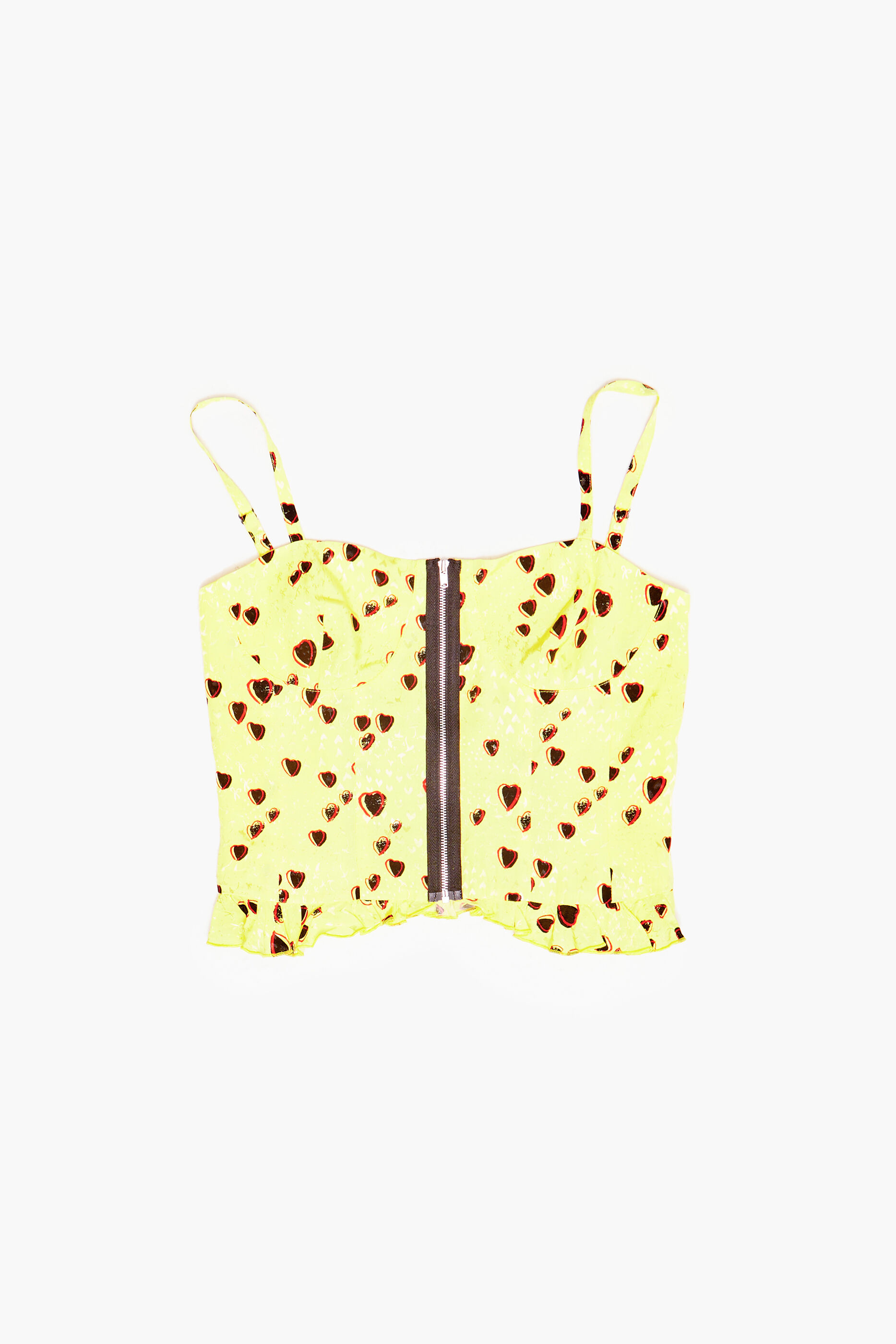 Top corset com pequenos corações amarelos