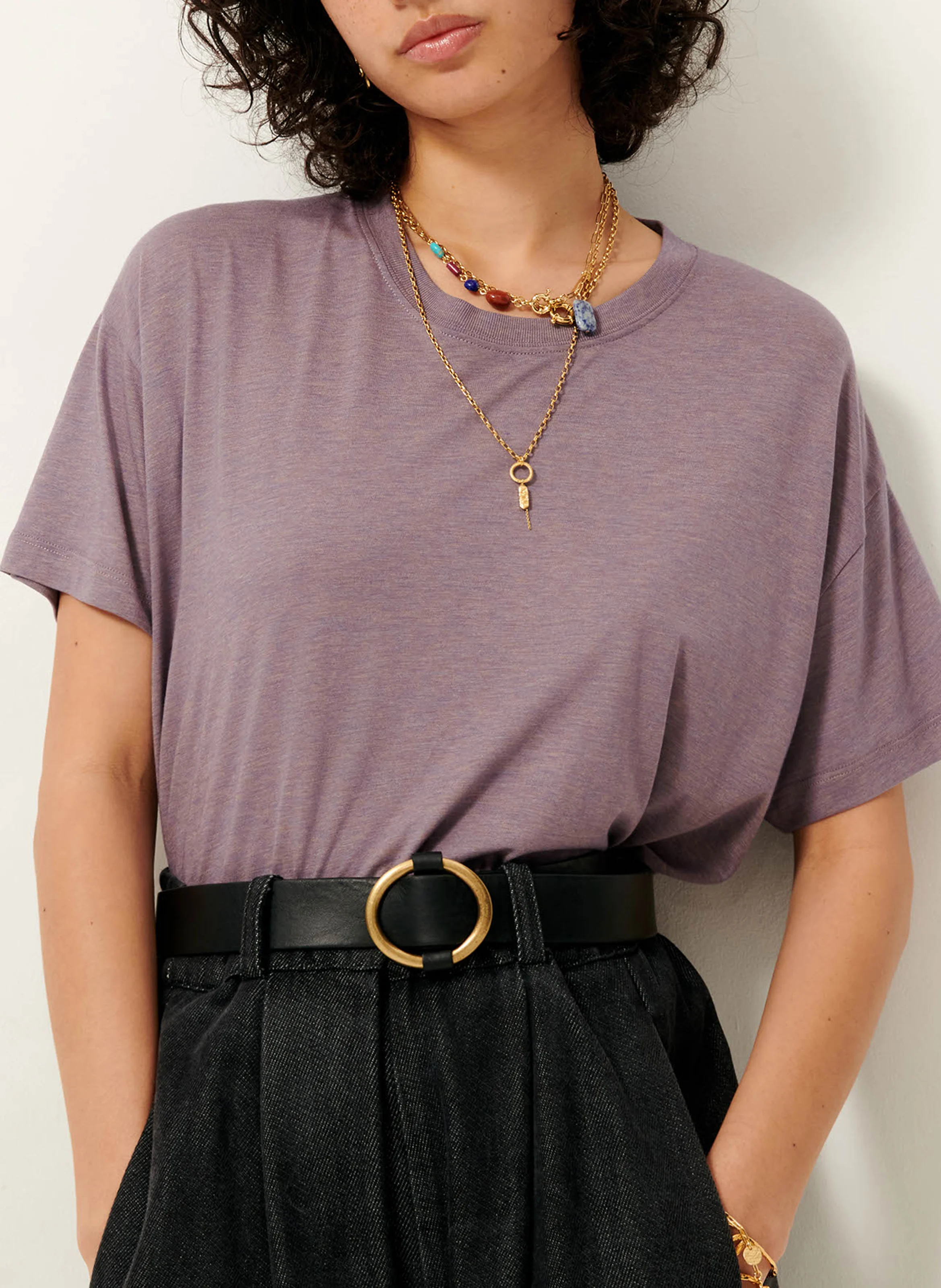 TOO - Tee-shirt ample col rond fluide | Violet