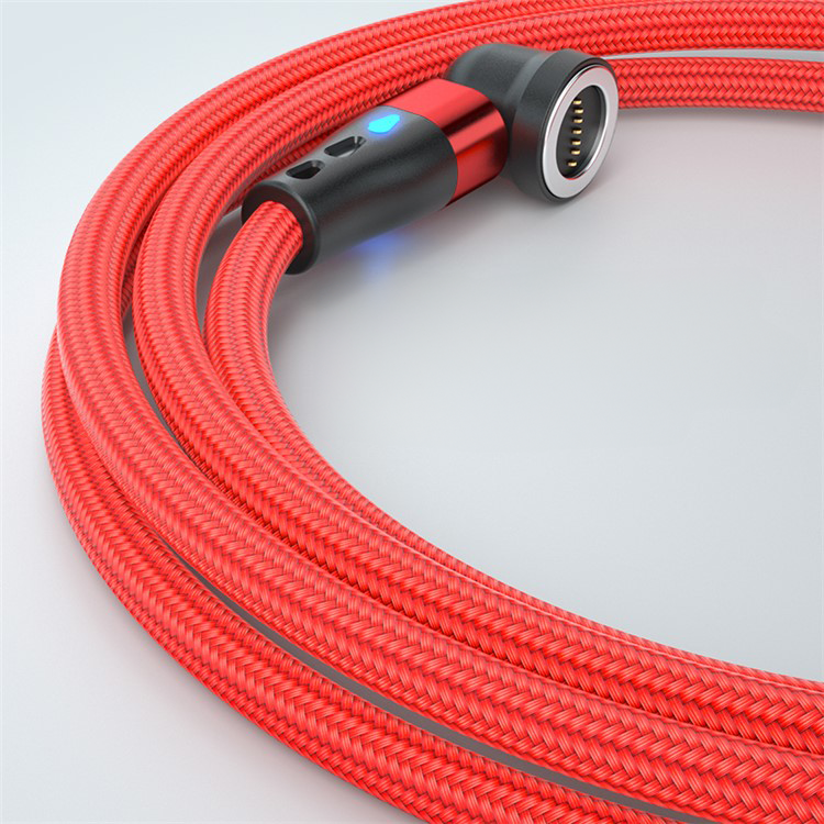 (2m) 3A 3in1 USB A auf USB C / Micro USB / Lightning Ladekabel Magnetisches 180° Datenkabel mit LED - Grün