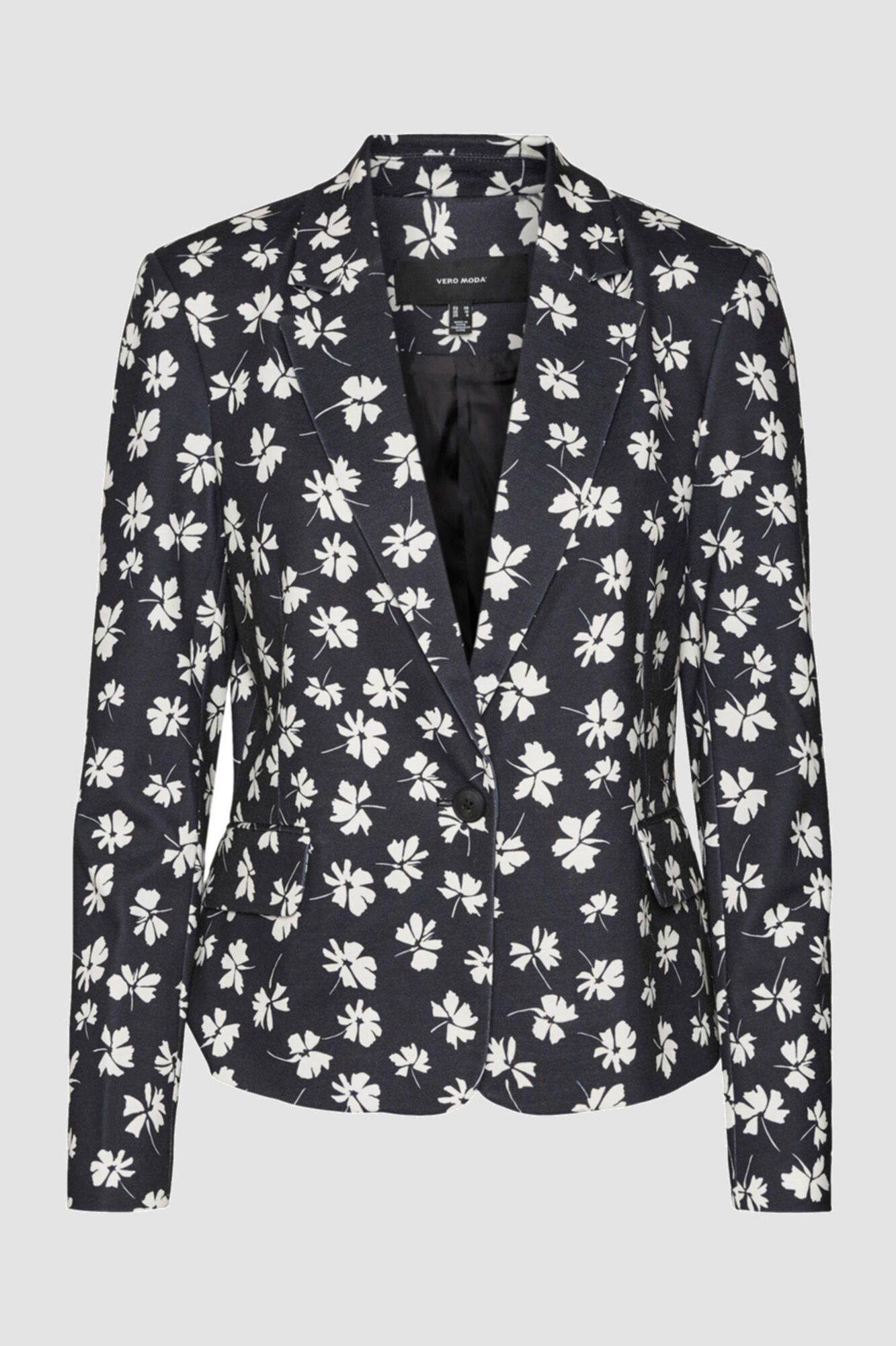Blazer feminino de manga comprida com bolsos - Preto