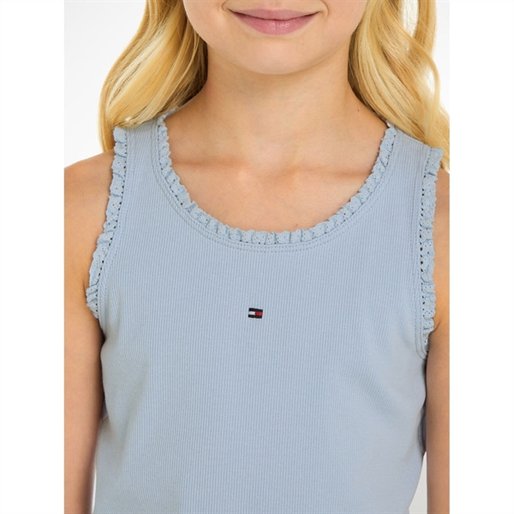 Køb Tommy Hilfiger Essential Rib Lace Tank Top Breezy Blue