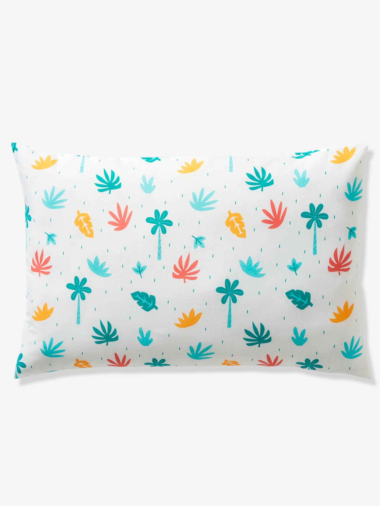 Conjunto infantil de capa de edredom e fronha, estampa de crocodilo, branco claro, liso com motivos.