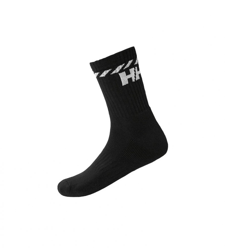 Helly Hansen Pacote com 3 pares de meias esportivas de algodão pretas