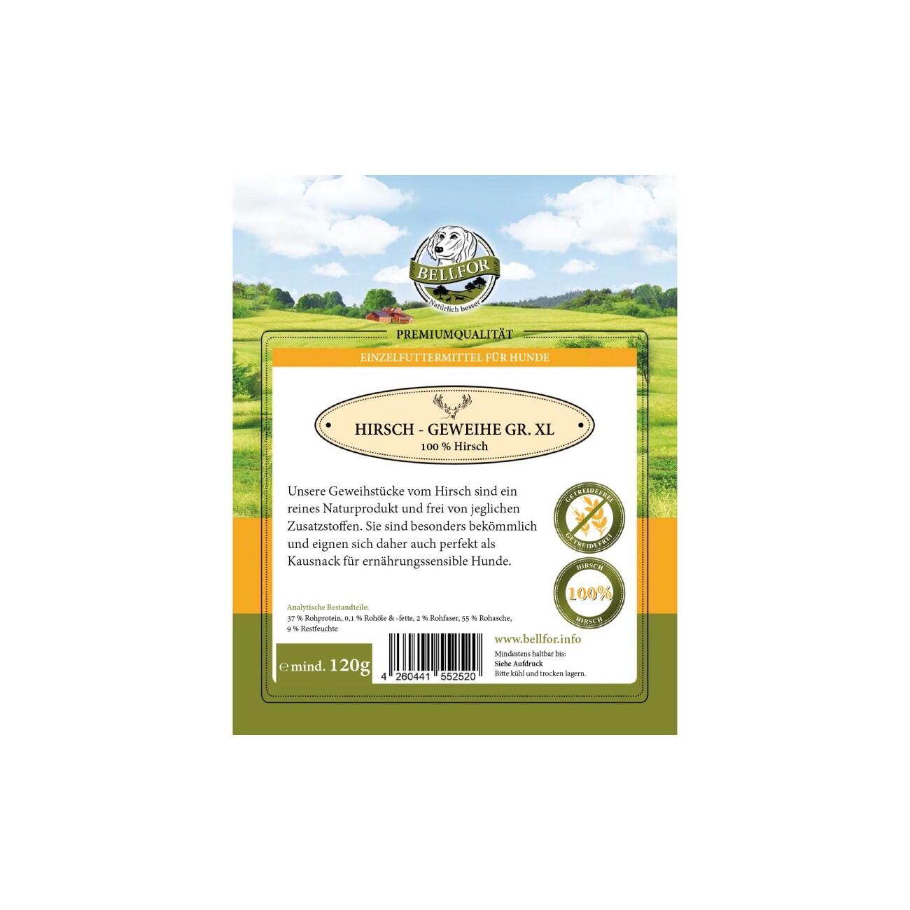 Bellfor Hundesnack - Hirsch-Geweihe XL - 120g