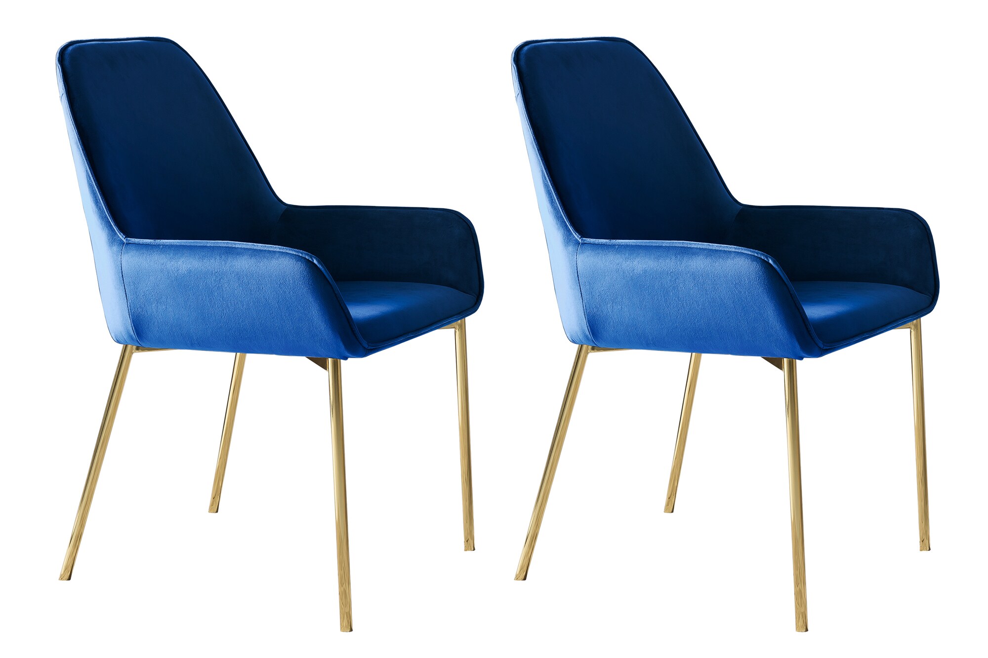 Esszimmerstuhl 2er Set blau Samt Polsterstuhl Stuhlset Küchenstuhl