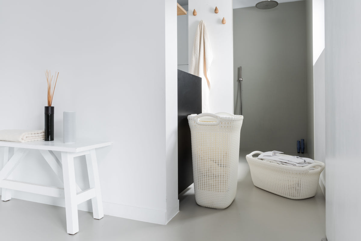 Curver Knit Wasmand met deksel - 57L - 2 stuks - Wit
