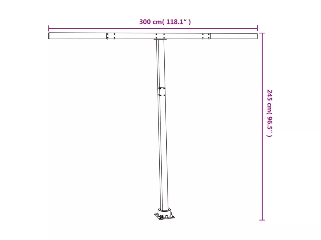 Jeu de poteaux d'auvent blanc 300x245 cm fer