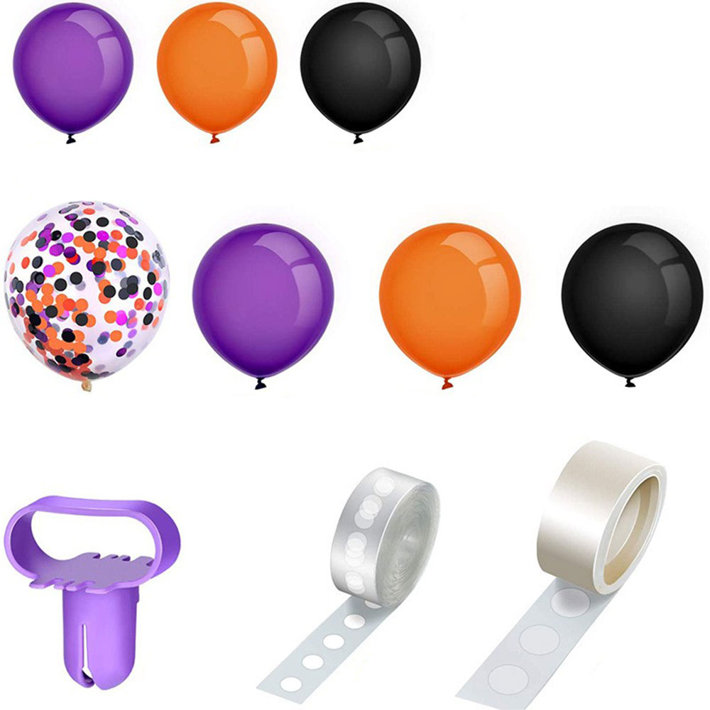 (129-tlg. Set) Halloween Luftballons Party Dekoration Latex Ballons - Orange / Violett / Schwarz