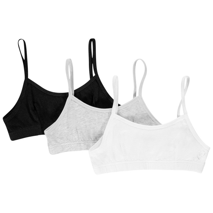 Lot de 3 brassières en coton print logo - Gris chiné