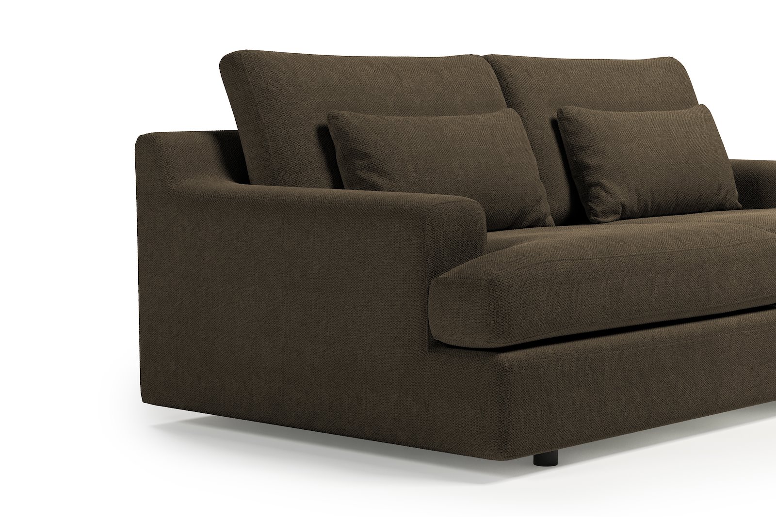 Roma 3-seter Tekstil Mito 176 Dark Brown med sorte ben