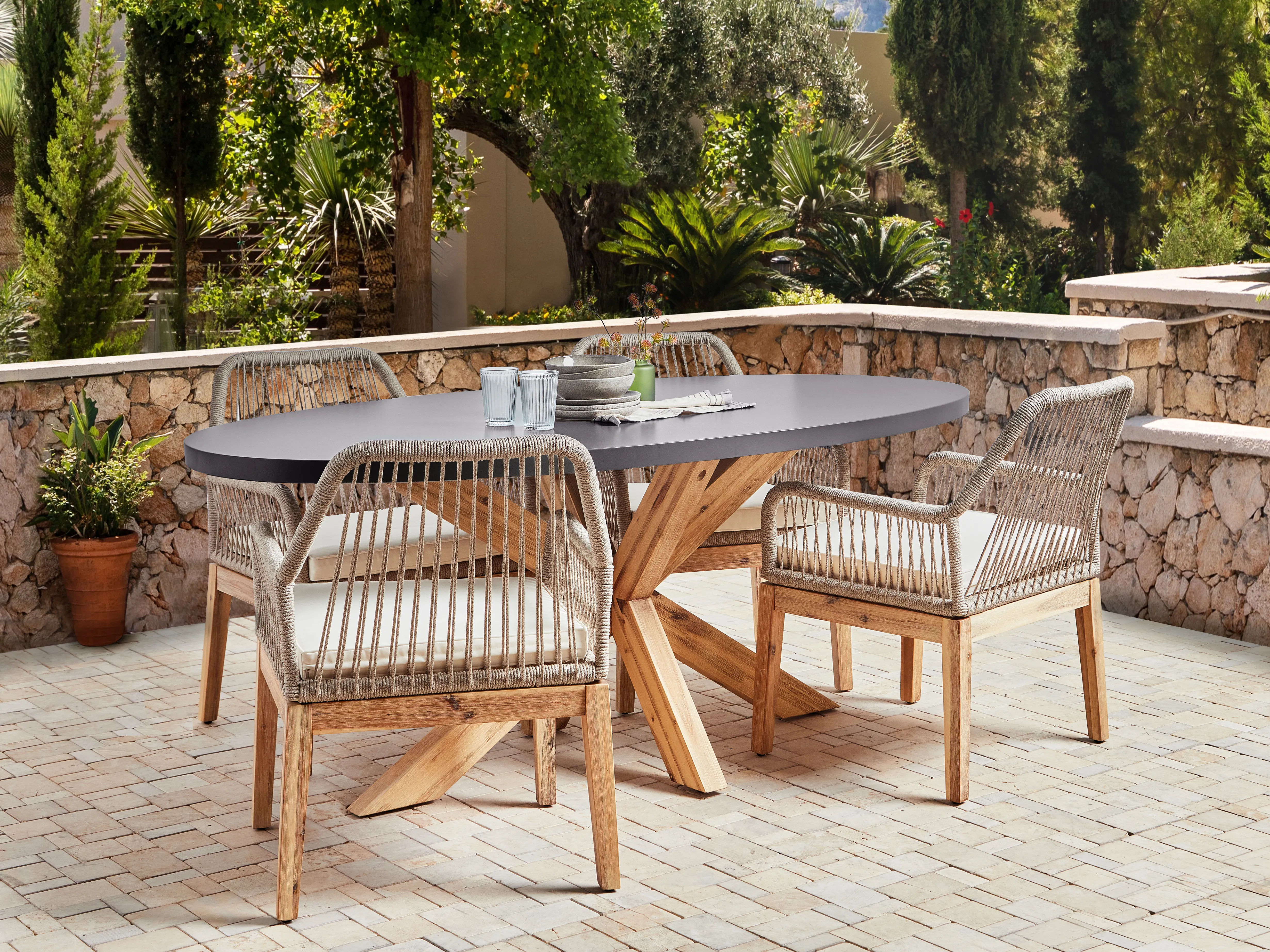 Tuinset 4-zits ORISTANO met kussens Beton Beige