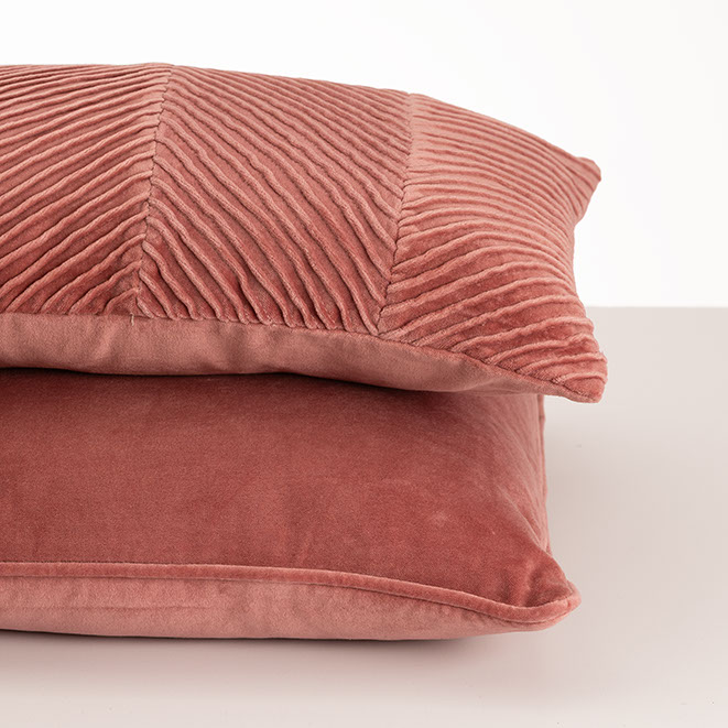 Sierkussen Cord piping velours mineral 45x45 cm